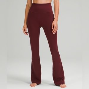 lululemon groove super high rise flared pant in red merlot (size 0)